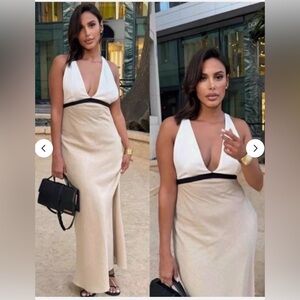 ZARA bloggers fave linen blend open back midi dress size medium